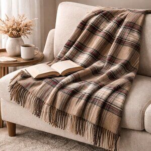 The Tartan Rug 100% Pure New Wool Plaid Blanket Throw 58x50 Made in Britain